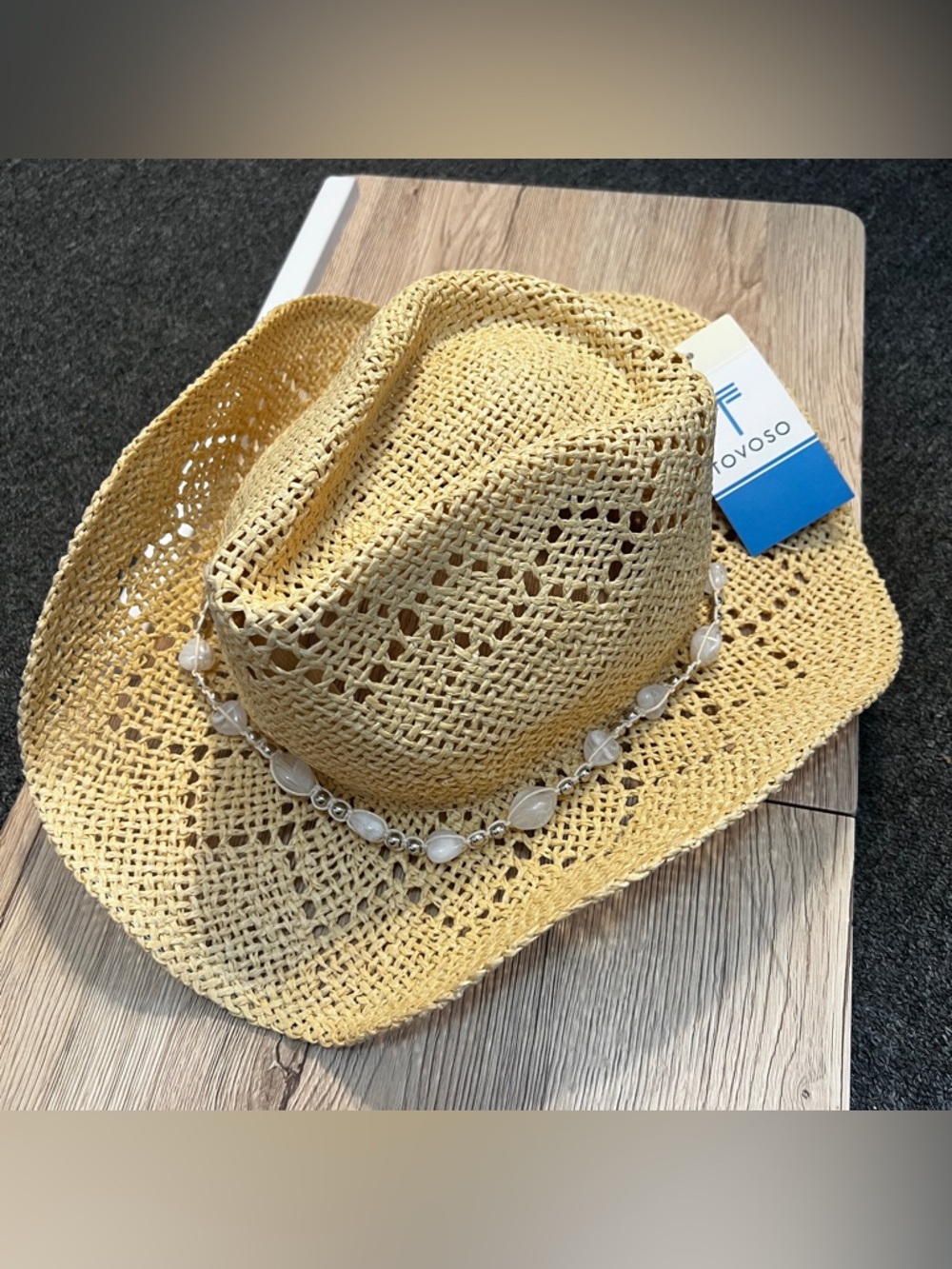 NWT Beige w/White Stones Women's Cowboy/Cowgirl Hat
